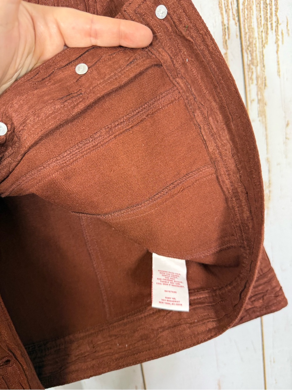 Ruby Rd., Rust Textured Button-Front Jean Style Jacket. Size 4P. Excellent cond! - Picture 5 of 6